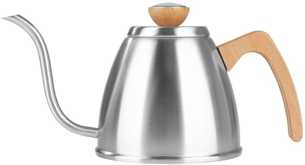 قوری گردن غازی استیل بیم آلمان  - مدل Beem Wasserkessel Edelstahl ظرفیت 1 لیتر -  با دسته چوبی ارگونومیک و طراحی شیک